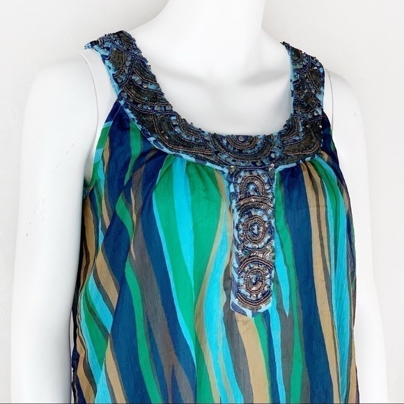 EUC-JACQUELINE Riu Beaded Detail Flowy Shift Dress - Picture 4 of 8